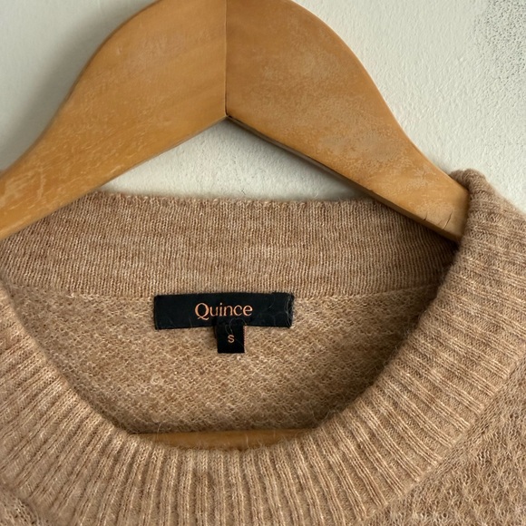 Quince Textured Knit Sweater Wool Alpaca Blend Camel Crewneck Size Small - Picture 2 of 6